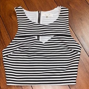 Sugarlips Stripped Key Hole Crop Top